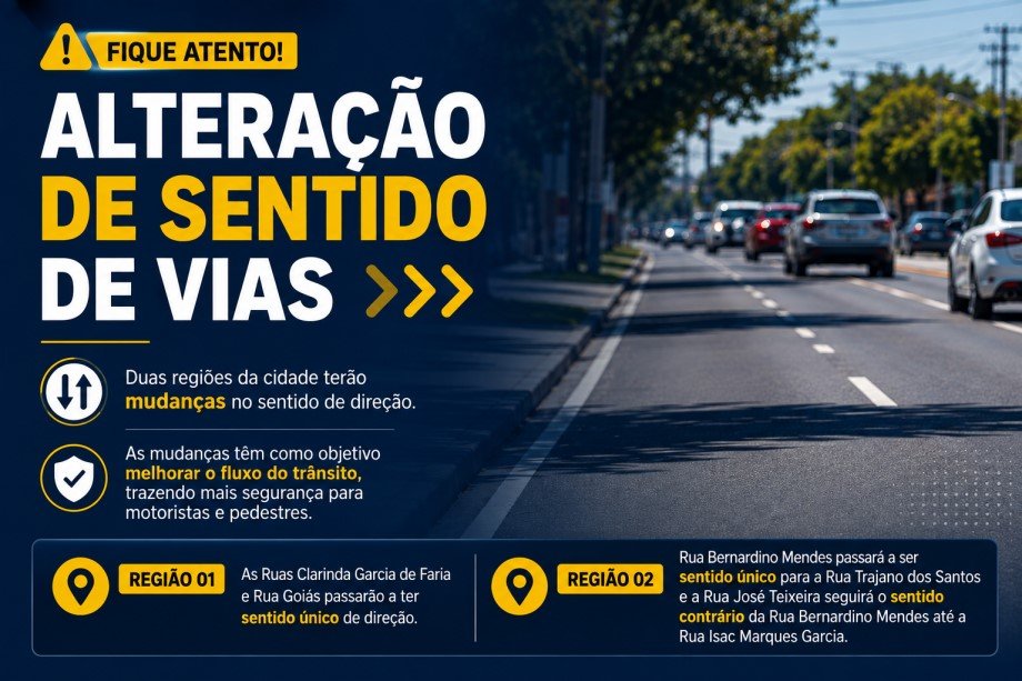 ALTERAÇÃO NO TRÂNSITO – Prefeitura de Três Lagoas vai iniciar mudanças no sentido de circulação de quatro vias